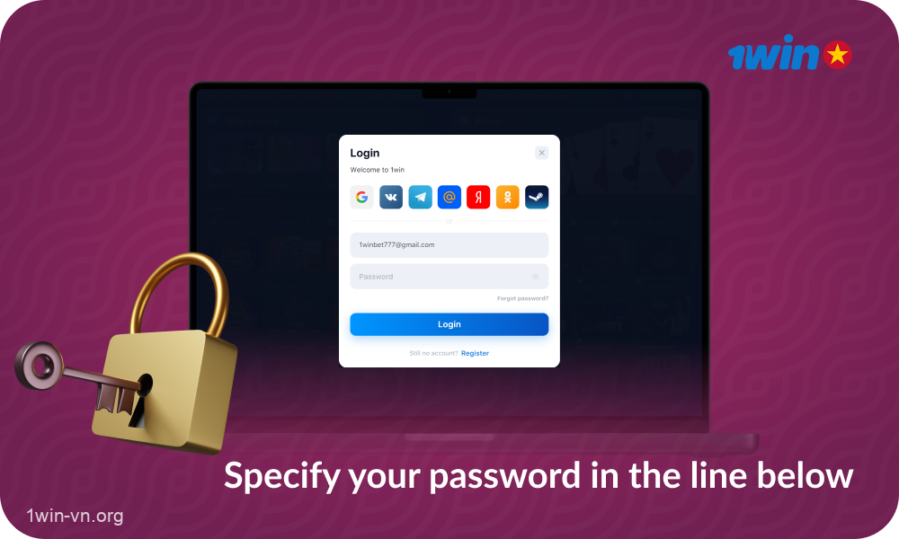 Để đăng nhập tài khoản 1win Vietnam người chơi cần nhập mật khẩu tài khoản của mình