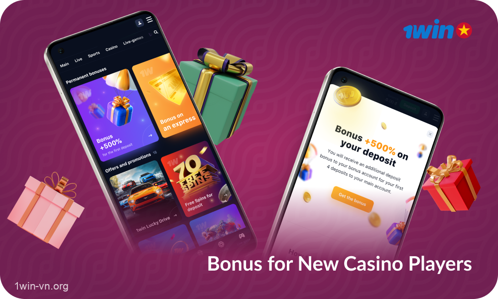 New players at 1win Vietnam Casino can receive a welcome bonus in the mobile app of 500% on their first 4 deposits