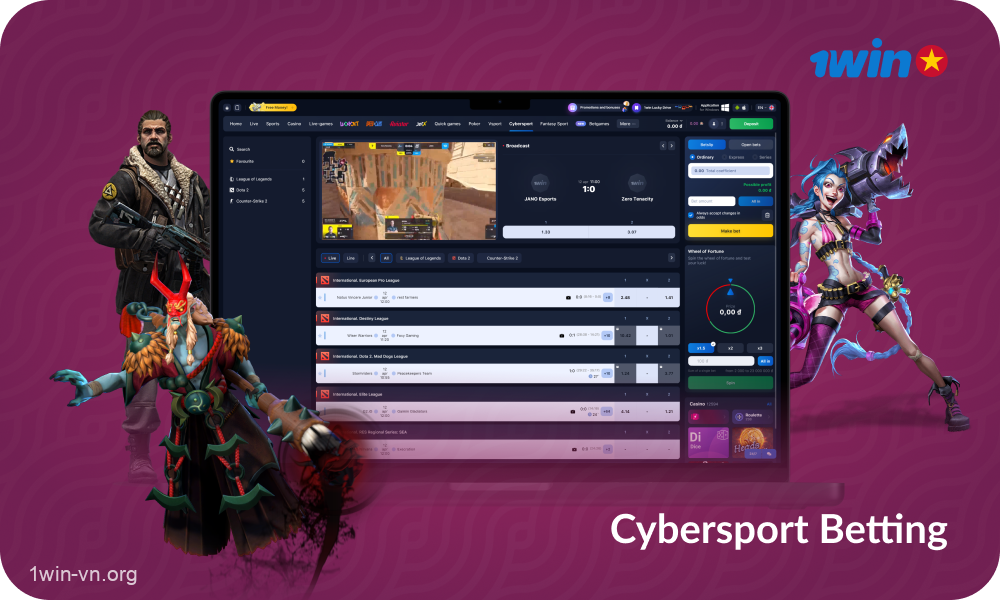 Vietnamese gamblers at 1win have the opportunity to place bets both before and during cybersport events in real time