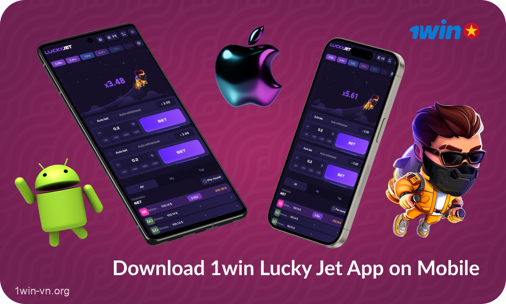 Để chơi 1win Lucky Jet trên thiết bị di động của bạn, người chơi tại Việt Nam có thể tải xuống ứng dụng Android hoặc iOS miễn phí từ trang web chính thức của sòng bạc