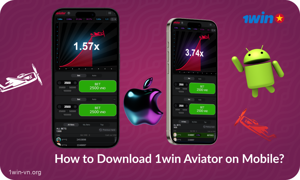 1win Aviator players in Vietnam can download a handy mobile app for Android and iOS to play in comfort wherever they are