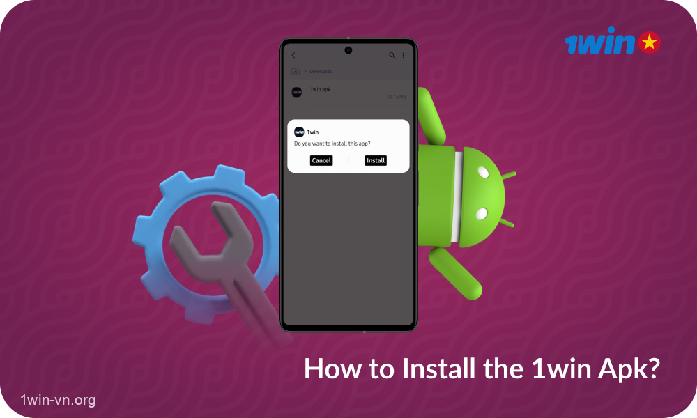 Để cài đặt file APK 1win Vietnam trên thiết bị Android, người dùng cần cho phép cài đặt từ nguồn của bên thứ ba trong cài đặt bảo mật, mở file đã tải xuống và hoàn tất cài đặt