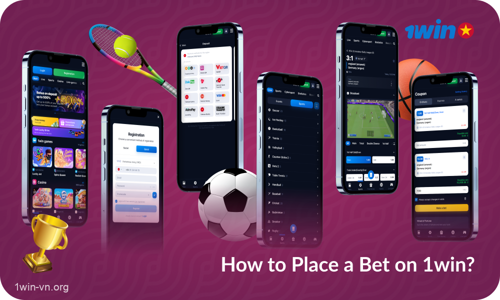 To place a bet on 1win Vietnam, register on the website or mobile application, fund your account, select the sport and event, select the type and amount of the bet, and then confirm it and wait for the results